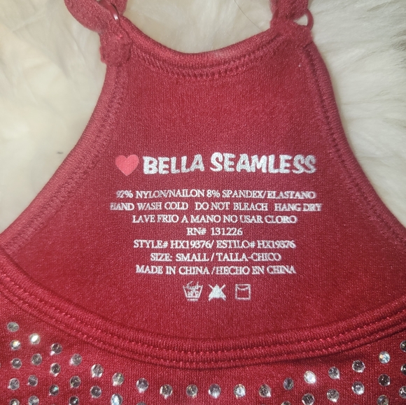 Bella Seemless red, blingy crop top in small - Picture 2 of 3